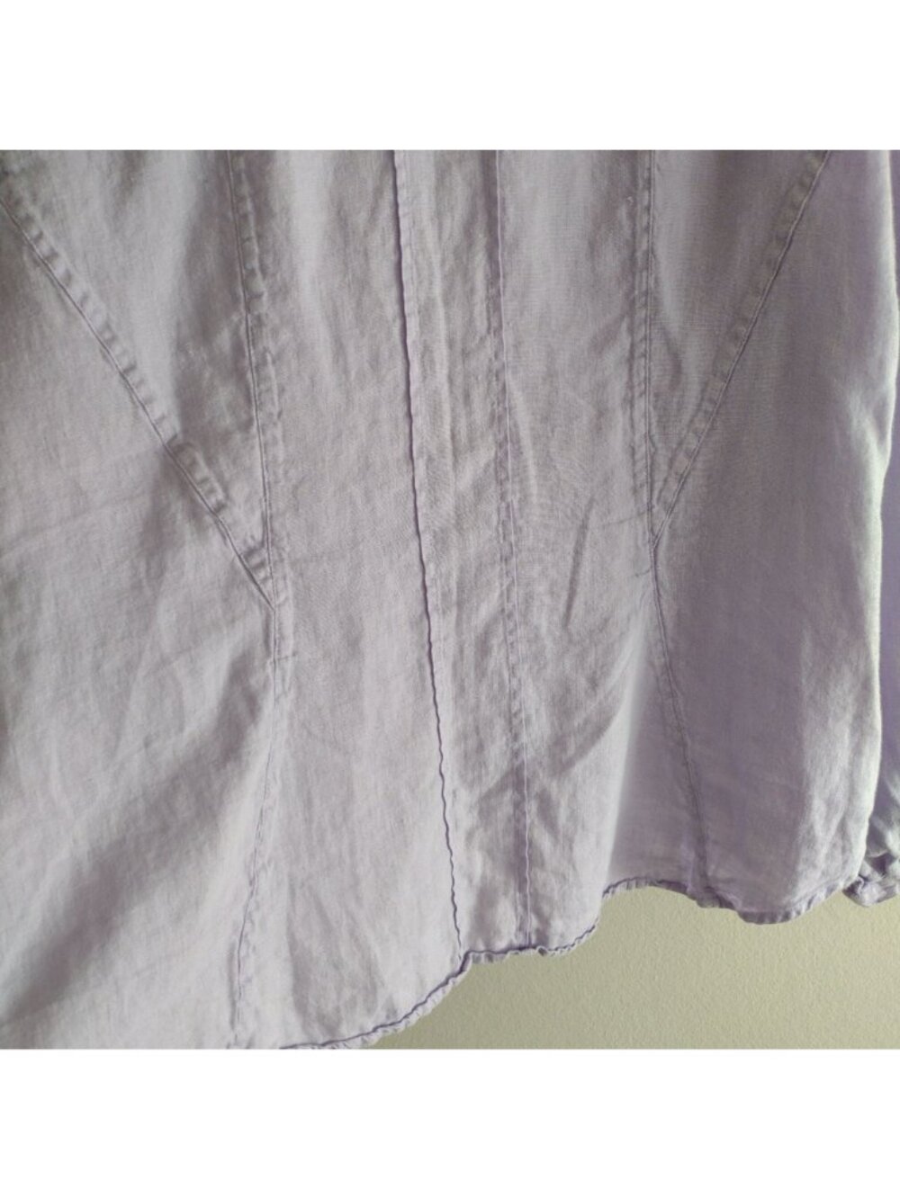 J Jill Lavender Linen Shirt L Summer Breathable Coastal Classic Button Front Top - Picture 7 of 9